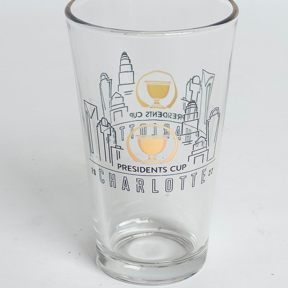 2022 PRESIDENTS CUP CHARLOTTE, NC Pint Glass Quail Hollow Club GOLF